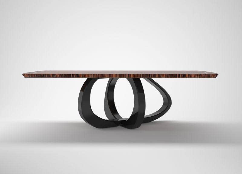 Design-Esstisch mit geschwungenem Fuß
