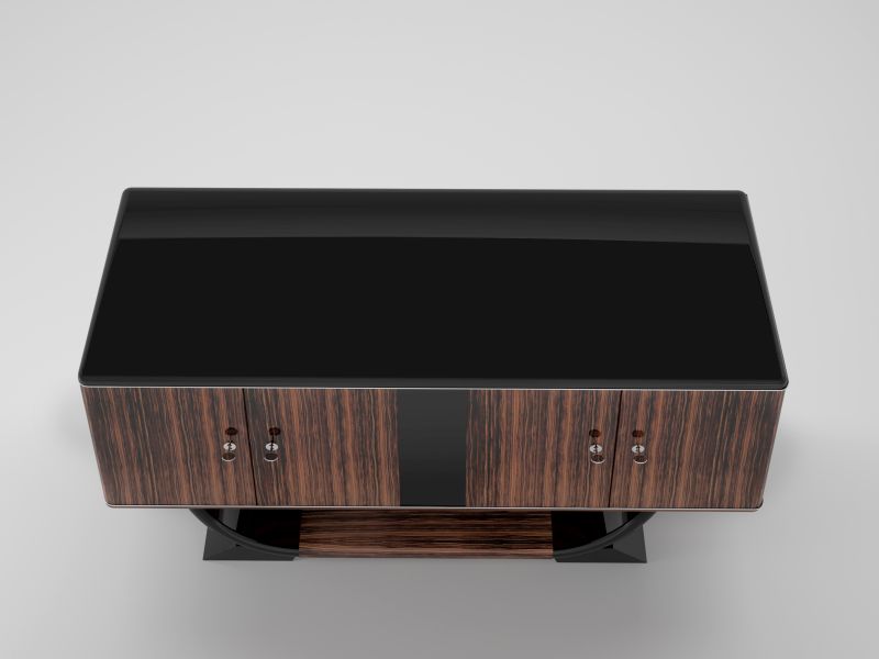 Kleines Art Deco Makassar Sideboard