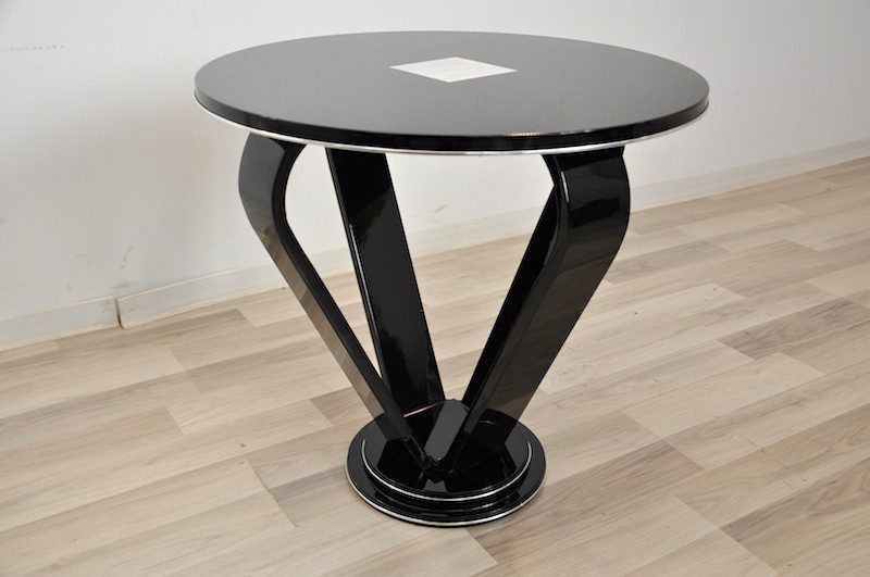 Art Deco Kronen Beistelltisch mit Metall Applikationen