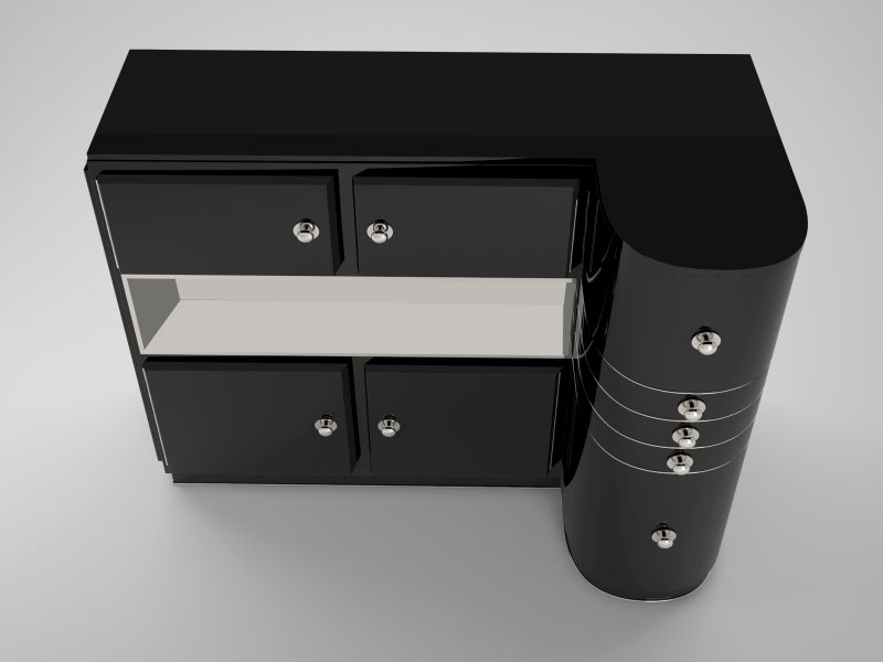 Art Deco Design Sideboard mit geschwungener Front