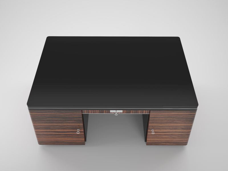 Doppelseitiger Art Deco Design Schreibtisch aus Makassar