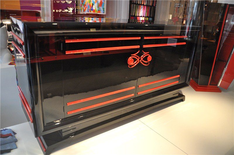 Art Deco Sideboard with Red Ornaments