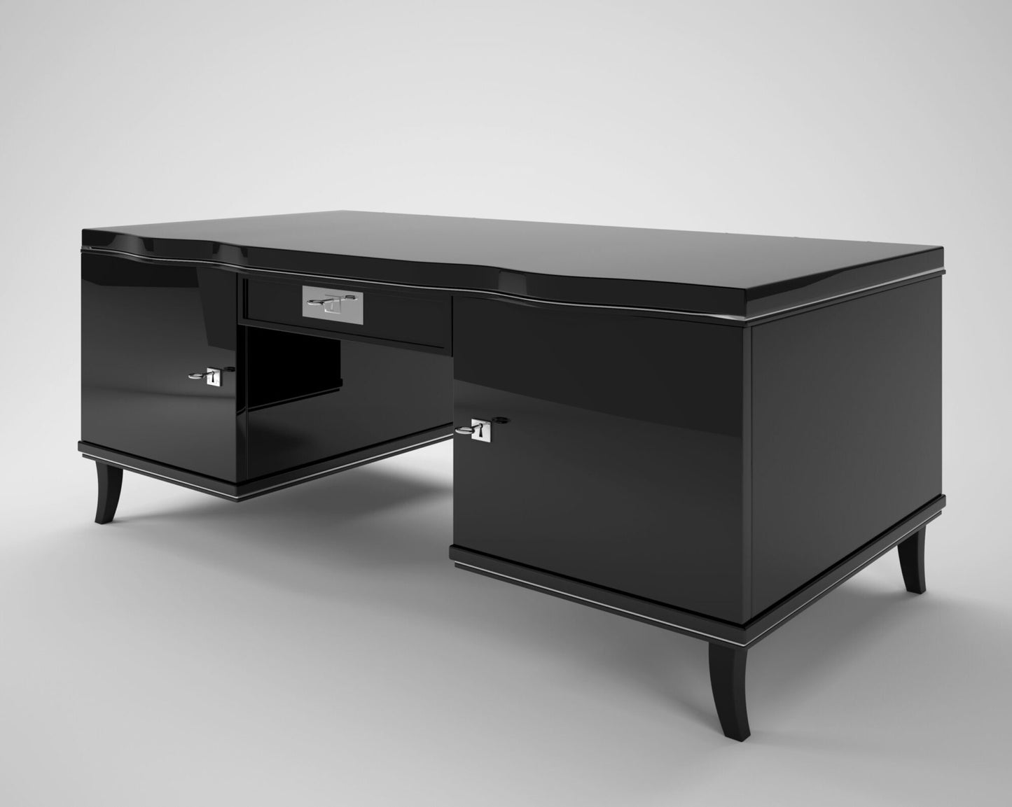 Art Deco Schreibtisch mit Makassar Schubladen