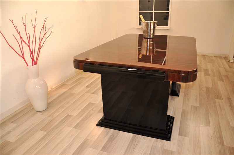 Art Deco Damenschreibtisch mit Makassar Tischplatte