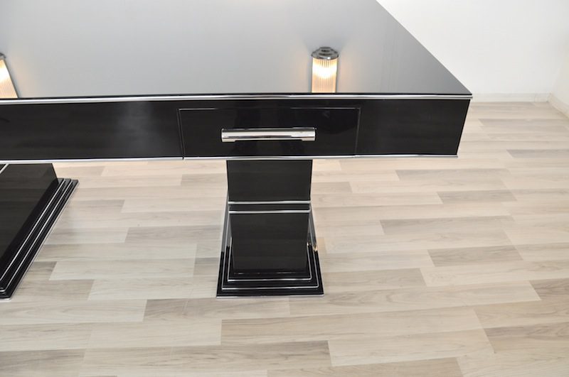 Bauhaus Schreibtisch in Hochglanz-Schwarz