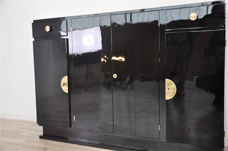 Art Deco Design Highboard with Brass Fittings