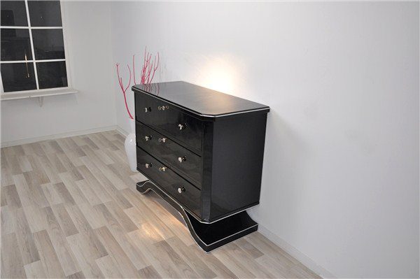 Art Deco Commode with a Curved Foot in Highgloss Black