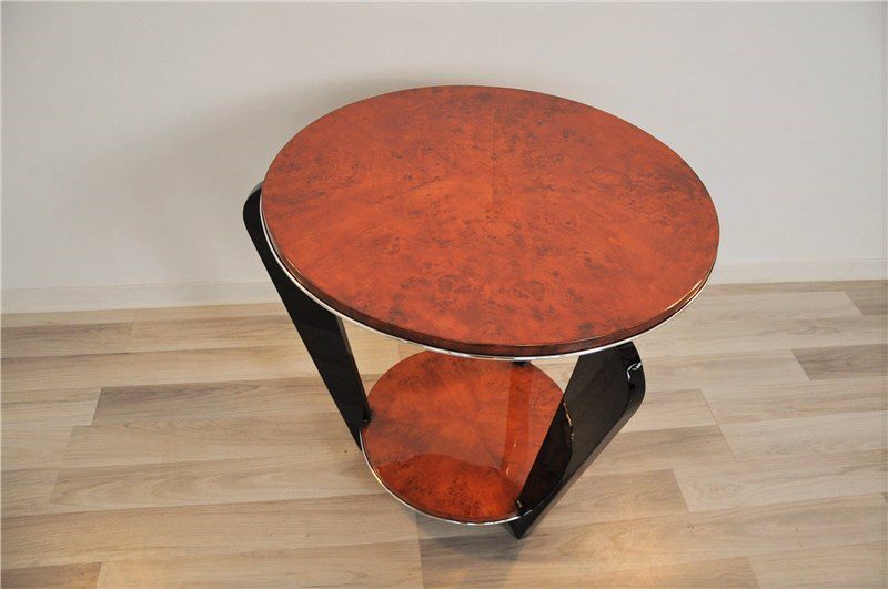 Beistelltisch im Art-Deco-Stil mit Wurzelholzfurnier