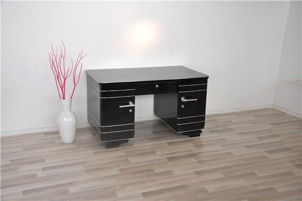 Art-Deco-Schreibtisch mit Chromauskleidung