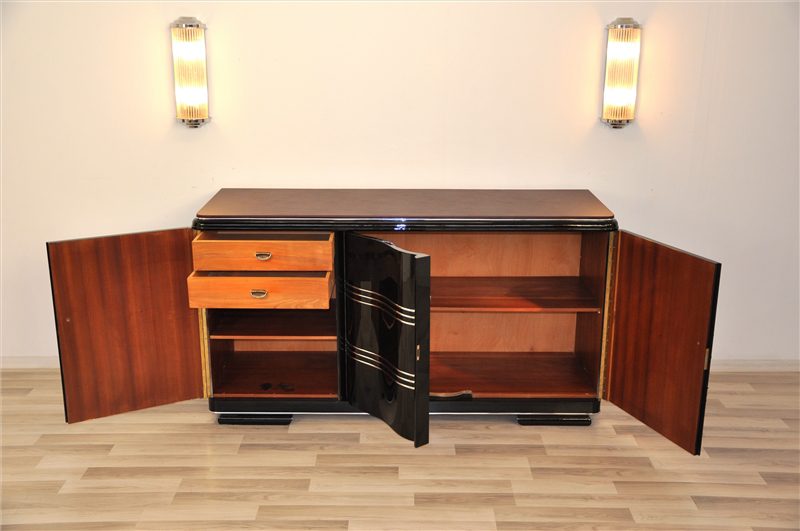 Exceptional Art Deco Sideboard with Leather Top