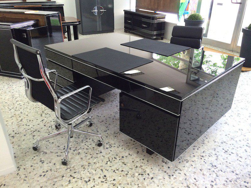 Bauhaus Design Partnerdesk XXL Hochglanz Schwarz