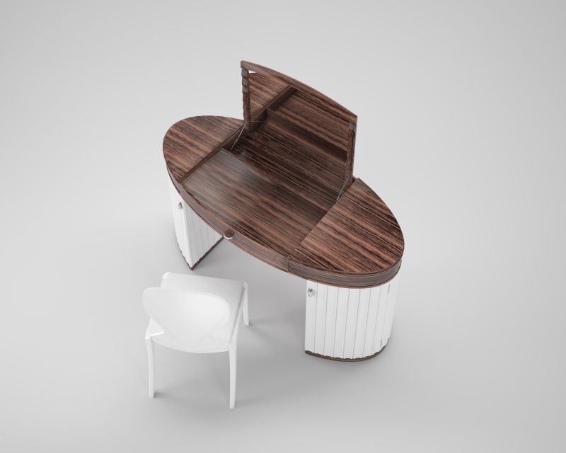 Weißes Hochglanz Design Schminktisch-Set