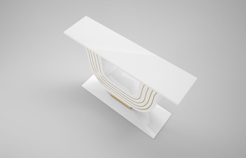 Weißer Design Konsolentisch mit Messingapplikationen