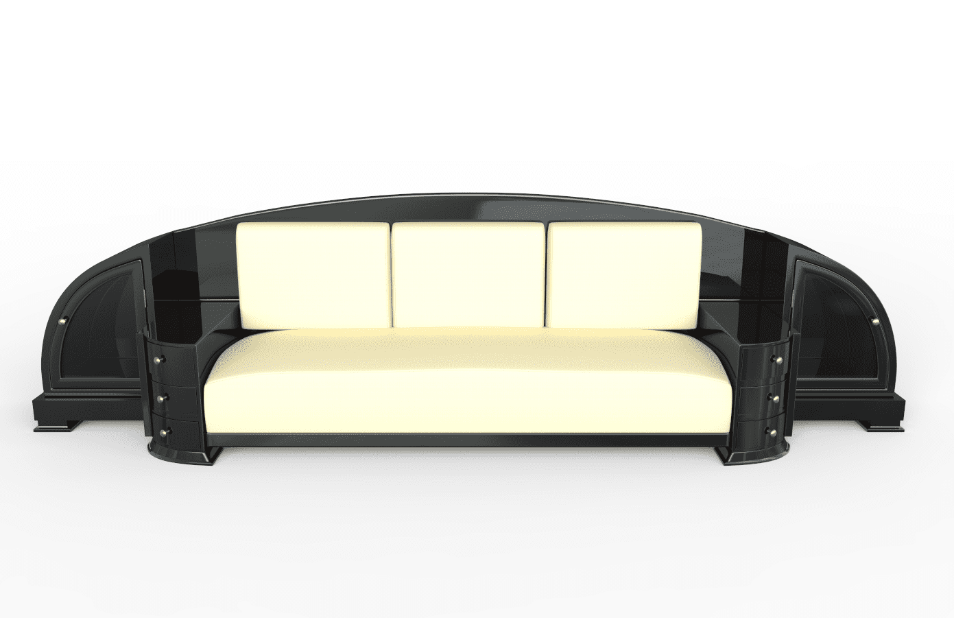 Großes Art Deco Sofa mit Klavierlack