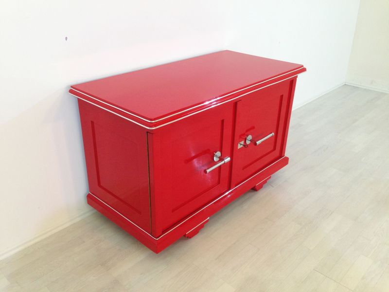 Rote Art Deco Kommode