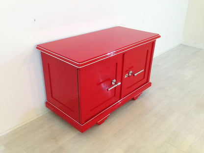 Rote Art Deco Kommode
