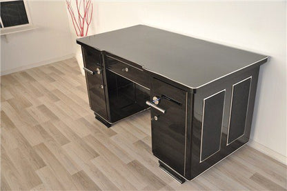 Art Deco Schreibtisch mit Lederapplikationen