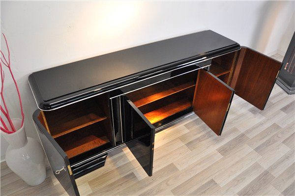 Art Deco Lowboard mit Lacobelglasplatte