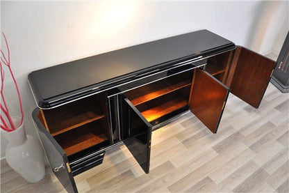 Art Deco Lowboard mit Lacobelglasplatte