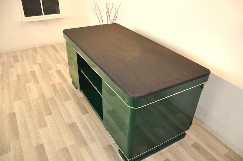 Racing Green Art Deco-Schreibtisch mit Seltenheitswert