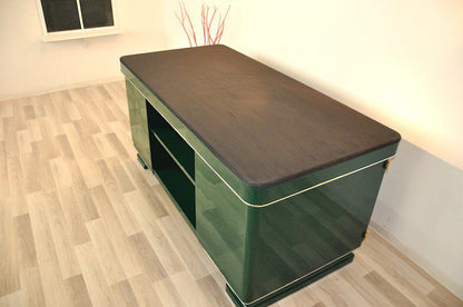 Racing Green Art Deco-Schreibtisch mit Seltenheitswert