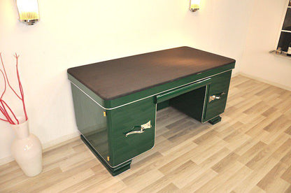 Racing Green Art Deco-Schreibtisch mit Seltenheitswert
