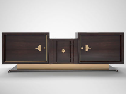 Art-Deco-Design-Sideboard aus Walnuss und Messing
