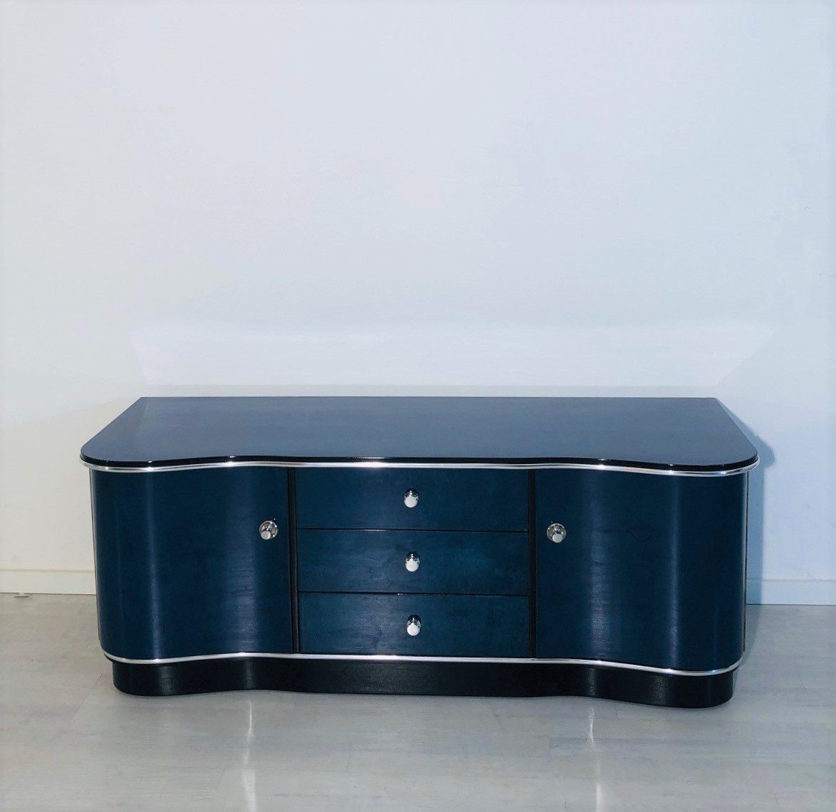 Blaue Art Deco Kommode oder Lowboard Frankreich 1930er
