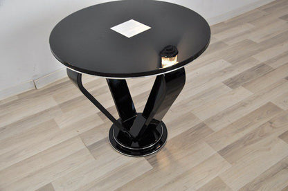 Art Deco Kronen Beistelltisch mit Metall Applikationen