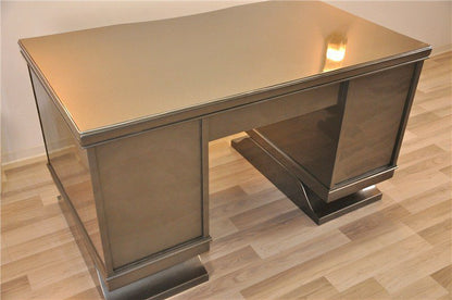 Belgischer Art Deco Schreibtisch in Metallicgrau