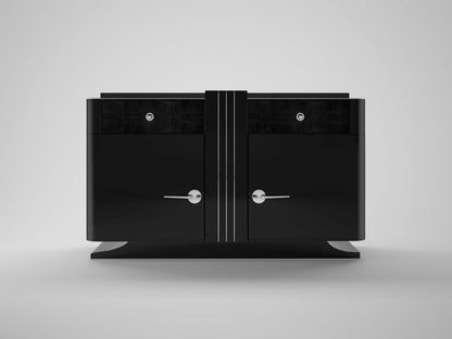 Schwarze Kommode im Art Deco Stil