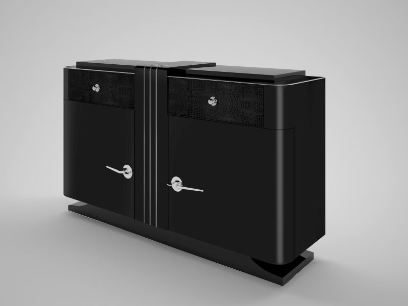 Schwarze Kommode im Art Deco Stil
