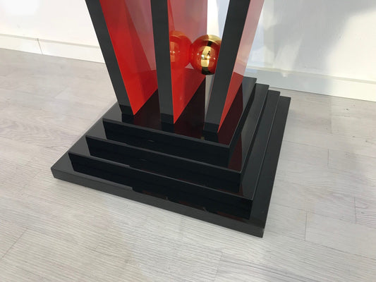 Rote &amp; Schwarze Art-Deco-Design-Konsole