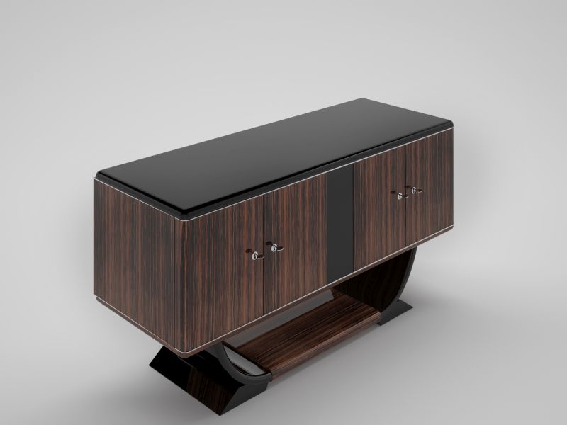 Kleines Art Deco Makassar Sideboard