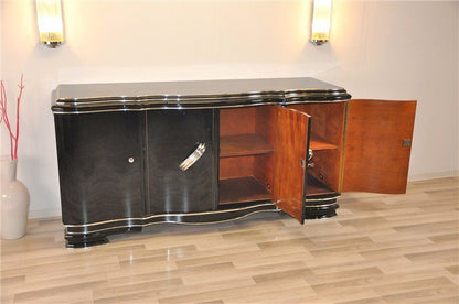 XXL Art Deco Sideboard aus Belgien in Hochglanzschwarz