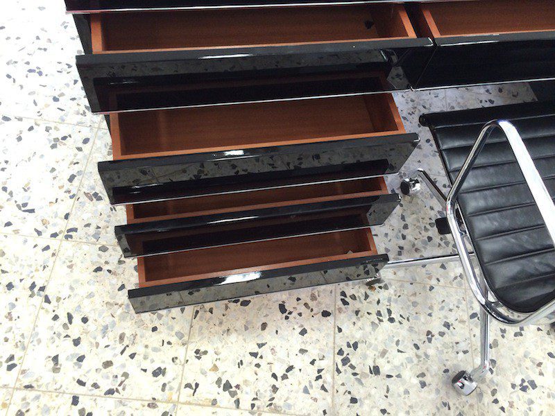 Bauhaus Design Partnerdesk XXL Hochglanz Schwarz