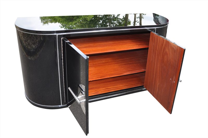 Gebogenes Sideboard im französischen Art-Deco-Stil