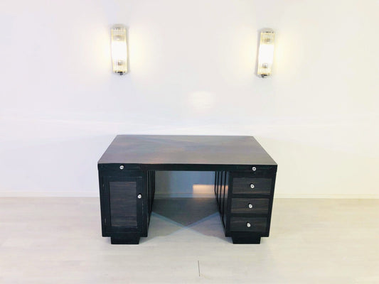 Art Deco Makassar-Holz Schreibtisch mit Hochglanz Finish