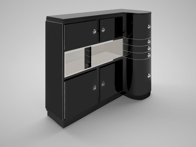 Art Deco Design Sideboard mit geschwungener Front