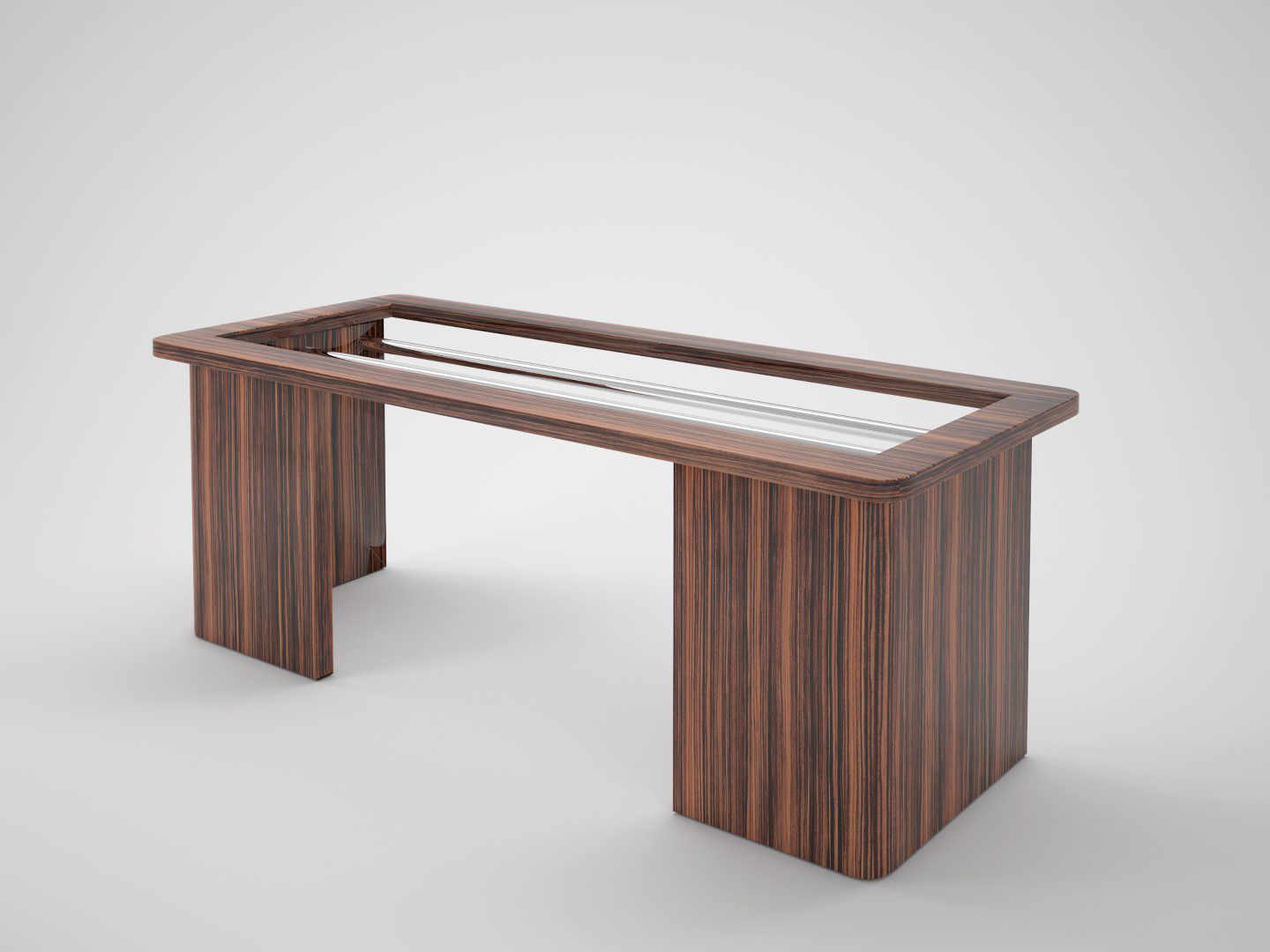 Offener Design Schreibtisch aus Makassarholz