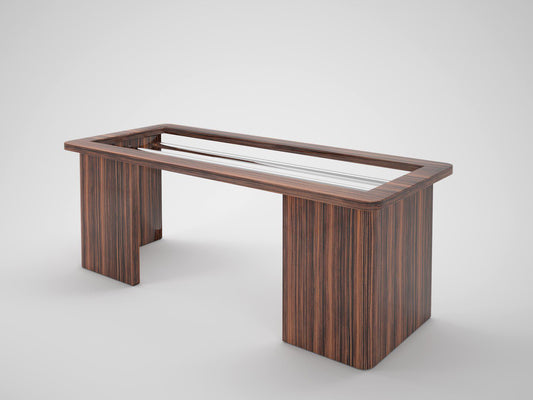 Offener Design Schreibtisch aus Makassarholz