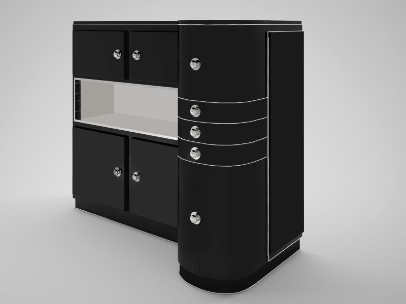 Art Deco Design Sideboard mit geschwungener Front