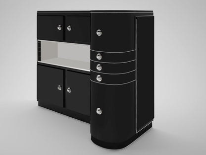 Art Deco Design Sideboard mit geschwungener Front