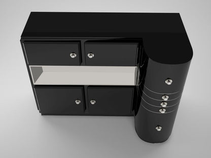 Art Deco Design Sideboard mit geschwungener Front