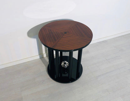 Art Deco Beistelltisch mit Säulenfuß und Kirschholz