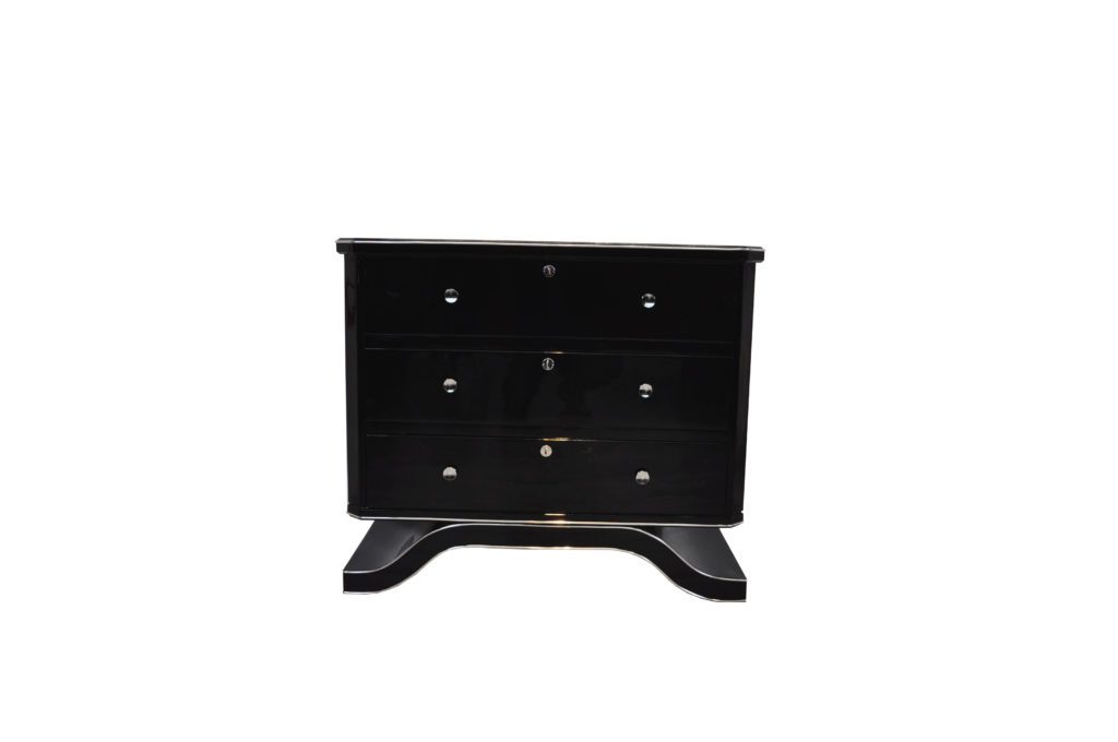 Art Deco Commode with a Curved Foot in Highgloss Black