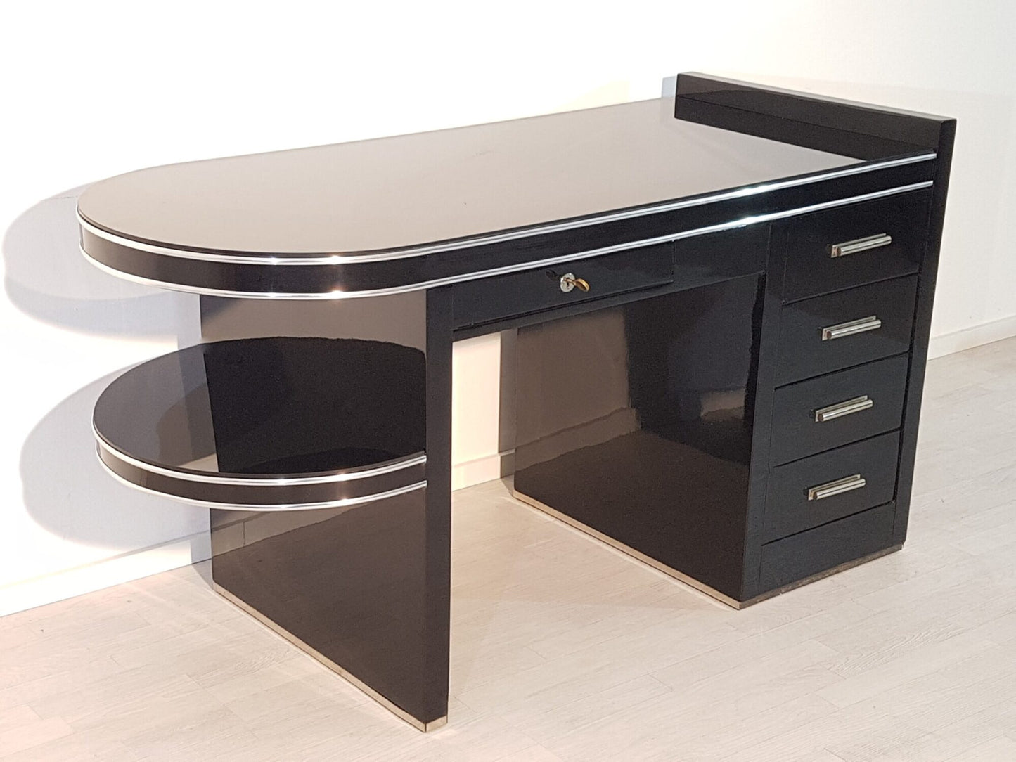 Schwarzer Art Deco Stil Damenschreibtisch