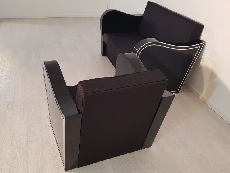 Art Deco Chromliner Sofa und Sessel