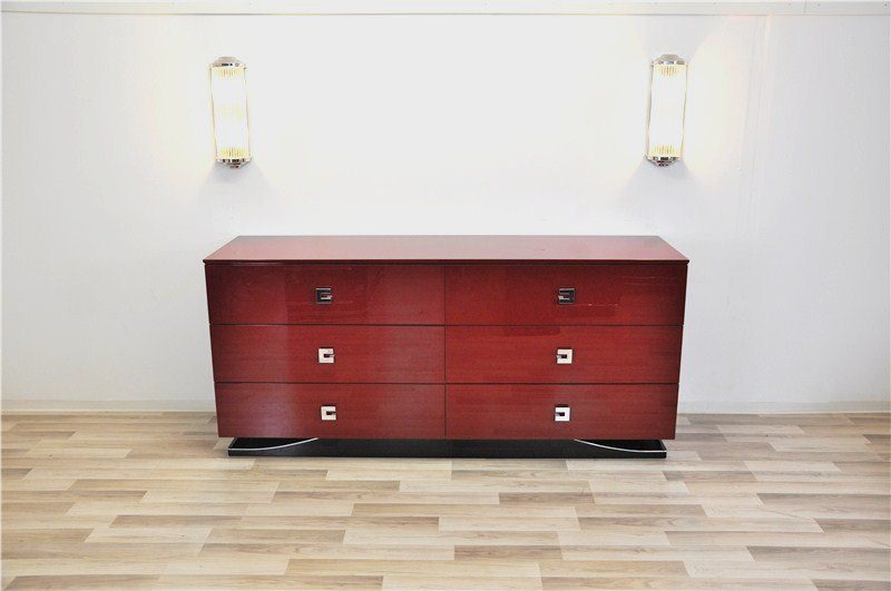 Large Art Deco Style Sideboard in Rosso Red