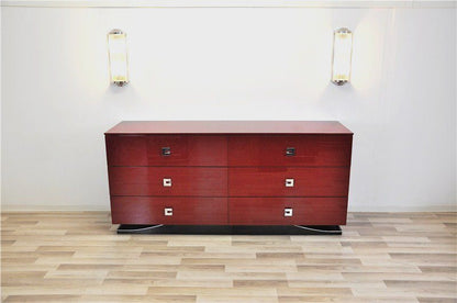 Large Art Deco Style Sideboard in Rosso Red